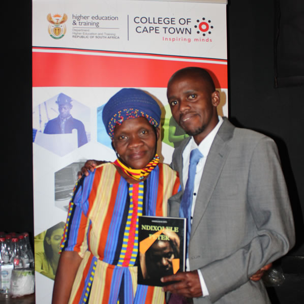 web Mandilakhe Pato and his mother during his book launch